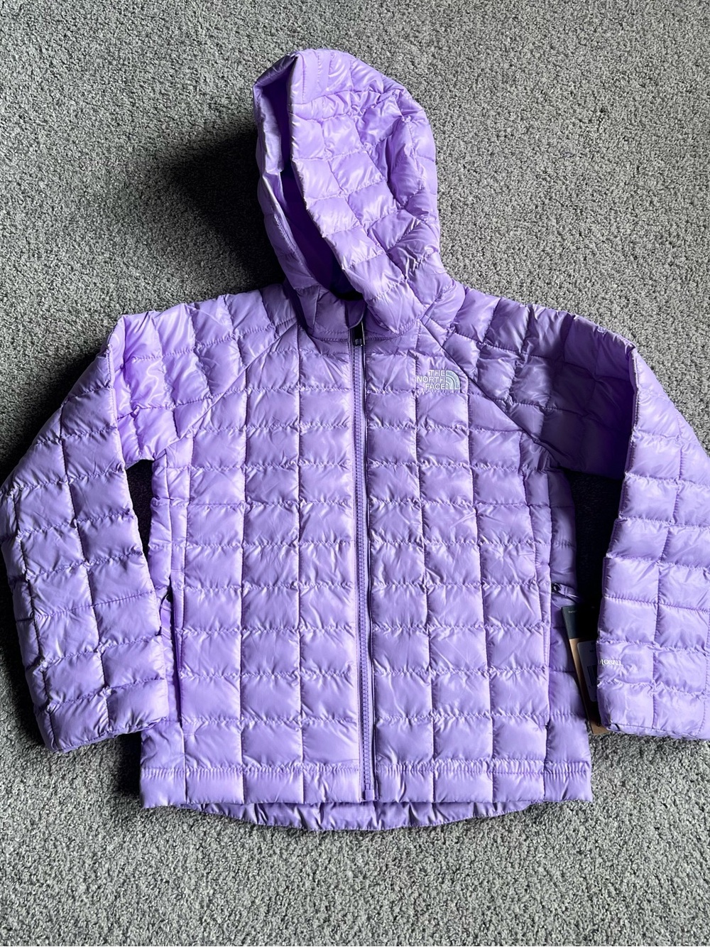 New THE NORTH FACE Kid Size 7 Thermoball Full Zip Hooded Jacket Lilac Youth